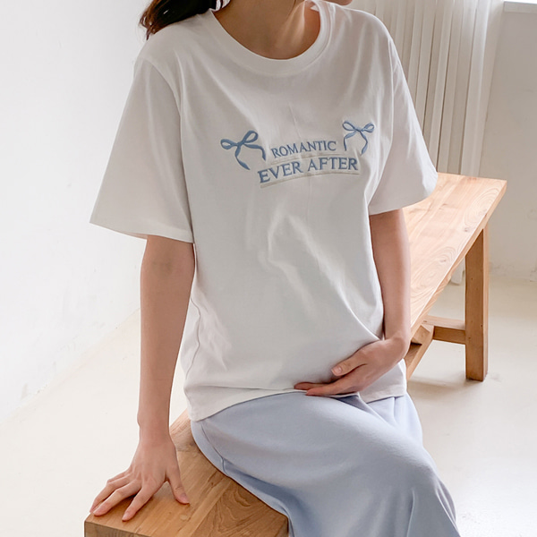 韓国マタニティウェア*ロマンチックリボン半袖Tシャツ