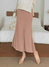 韓国マタニティスカート*腹帯タイプリブ編みマーメイド